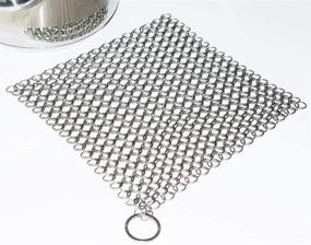 img 3 attached to 🔧 Chainmail Scrubber Stainless Steel Cast Iron Cleaner for Multiuse Grill BBQ Pan Casserole Tray Skillet Wok Scraper - 8" x 6