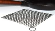 🔧 chainmail scrubber stainless steel cast iron cleaner for multiuse grill bbq pan casserole tray skillet wok scraper - 8" x 6 logo