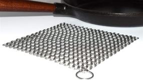 img 4 attached to 🔧 Chainmail Scrubber Stainless Steel Cast Iron Cleaner for Multiuse Grill BBQ Pan Casserole Tray Skillet Wok Scraper - 8" x 6