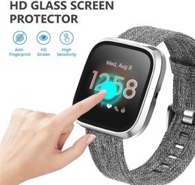 img 1 attached to Чехол с защитным закаленным стеклом Yolovie Compatible для Fitbit Versa Lite. Ультратонкий чехол с прозрачным экраном HD Slim Cover, бампер, жесткий пластиковый общий защитный рамка, предотвращает появление пузырей (Versa Lite Silver).