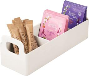 img 4 attached to 🛍️ mDesign Cream/Beige Plastic Kitchen Pantry Organizer Storage Station - Holds Tea Bags, Sweetener, Condiments - 9" Long