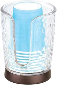 img 4 attached to 🥤 iDesign Rain Disposable Cup Dispenser Holder for Bathroom Vanity and Countertops, Clear and Bronze, 3.10" x 3.10" x 4
