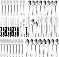 🍴 premium 72-piece silverware set: elegant stainless steel flatware for 12, with steak knives, mirror polished cutlery – ideal for home and hotel dining, dishwasher safe logo