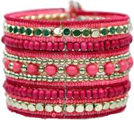 💖 яркий розовый и изящные золотые бусины племенного спиралирующего манжетного браслета для шикарного традиционного образа логотип