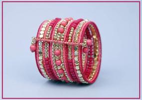 img 1 attached to 💖 The Vibrant Pink and Elegant Gold Bead Tribal Spiral Cuff Bracelet for a Chic Traditional Look