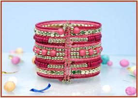 img 2 attached to 💖 The Vibrant Pink and Elegant Gold Bead Tribal Spiral Cuff Bracelet for a Chic Traditional Look