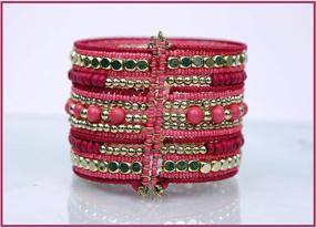 img 3 attached to 💖 The Vibrant Pink and Elegant Gold Bead Tribal Spiral Cuff Bracelet for a Chic Traditional Look
