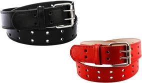 img 1 attached to 👔 Men's Leather Belt with Two Holes - Unisex Accessory for Enhanced Style