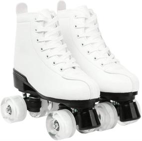 img 3 attached to XUDREZ High-Top Double-Row Leather Roller Skates - Classic Style for Women and Men