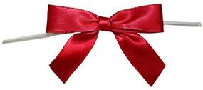 img 1 attached to Reliant Ribbon 5171-90803-2X1 Small Satin Twist Tie Bows - Scarlet (5/8 Inch, 100 Pieces)