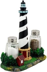 img 1 attached to 🏖️ Coastal Beacon Decor: Ebros Scenic Cape Hatteras Lighthouse Salt And Pepper Shakers Holder Figurine - 8 Inches Tall, Landmark Kitchen Accessory