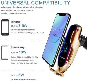 img 3 attached to 🚗 Premium Gold Car Phone Mount Wireless Charger | Fast Wireless Charging for iPhone & Samsung | Auto-Clamping Air Vent Holder