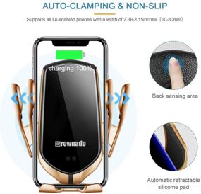 img 1 attached to 🚗 Premium Gold Car Phone Mount Wireless Charger | Fast Wireless Charging for iPhone & Samsung | Auto-Clamping Air Vent Holder