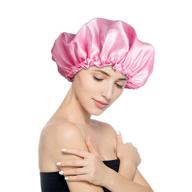 🌙 women's double-layered satin sleep bonnet with premium elastic band - pink satin night cap for better sleep logo