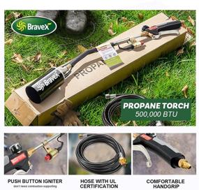 img 3 attached to 🔥 Powerful Propane Torch Weed Torch with Turbo Trigger - 500,000 BTU Output, Piezo Electric Ignition, Heavy Duty Burner for Ice Melting, Roofing, and Roads (6.5 ft Hose)
