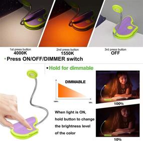 img 2 attached to 📚 Highly Efficient & Rechargeable HONGUT Amber Reading Light: Perfect for Kids Reading in Bed, Clip-On Book Light with 2 Lighting Modes & Blue Light Blocking for Eye-Care - Small Bookmark Light for Bookworms in Green