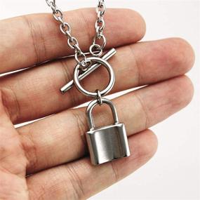 img 1 attached to Stylish Stainless Steel Padlock Pendant Necklace for Women and Teens - Perfect Gift for Jewelry Lovers!