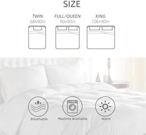 img 2 attached to 🔥 Royoliving Premium Goose Feathers Down Comforter King Size - All Season Medium Warmth, Solid White, 100% Cotton Cover, 60 Oz - Best Quality Duvet Insert with Corner Tabs