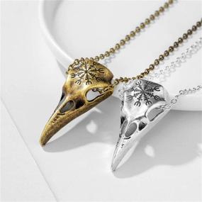 img 2 attached to Luminous Raven Bird Pendant Necklace: Viking Crow Skull Head Skeleton Necklace for Women Men Teen with Glow in The Dark Halloween Jewelry Gift