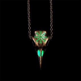 img 1 attached to Luminous Raven Bird Pendant Necklace: Viking Crow Skull Head Skeleton Necklace for Women Men Teen with Glow in The Dark Halloween Jewelry Gift