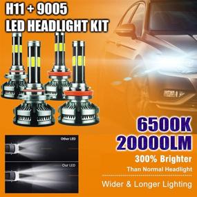 img 3 attached to 🔦 Upgraded 9005/HB3 H11 LED Headlight Bulbs Combo - Enhanced 360 Degree Lighting, 20000LM 9005 High Beam & H11/H9 Low Beam, 6500K, Pack of 4