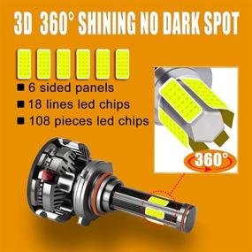 img 1 attached to 🔦 Upgraded 9005/HB3 H11 LED Headlight Bulbs Combo - Enhanced 360 Degree Lighting, 20000LM 9005 High Beam & H11/H9 Low Beam, 6500K, Pack of 4