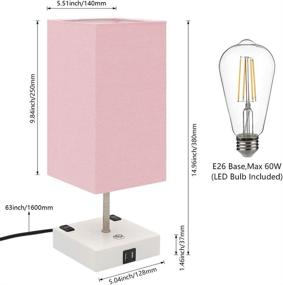 img 2 attached to 🔌 FAGUANGAO Touch Control Table Lamp with Dimmable 3-Way Lighting, 2 USB Charging Ports, 2 AC Outlets, Modern Nightstand Lamp in Pink Lampshade and White Base for Bedroom and Living Room, Includes LED Bulb