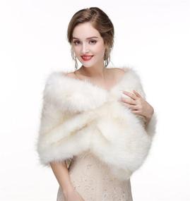 img 2 attached to 🧣 Ikerenwedding Шаль женская свадебная из искусственного меха для вечерних мероприятий, вечеринок и шоу.