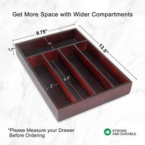 img 2 attached to 🍽️ Premium Kitchen Organizers: Wooden Cutlery Tray - Bamboo Dividers for Utensil Drawers - Stylish Silverware Drawer Organizer - Knife, Spoon, and Flatware Tray