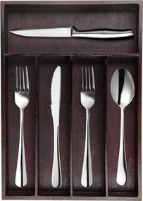 img 4 attached to 🍽️ Premium Kitchen Organizers: Wooden Cutlery Tray - Bamboo Dividers for Utensil Drawers - Stylish Silverware Drawer Organizer - Knife, Spoon, and Flatware Tray