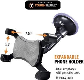 img 1 attached to 📱 ToughTested Mammoth Windshield Mobile Mount with Double-Ribbed Gooseneck Arm, Expandable Claw Grip Holder, 360 Degree Rotation, Extra Large Suction Cup, Quick Release Button