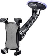 📱 toughtested mammoth windshield mobile mount with double-ribbed gooseneck arm, expandable claw grip holder, 360 degree rotation, extra large suction cup, quick release button logo