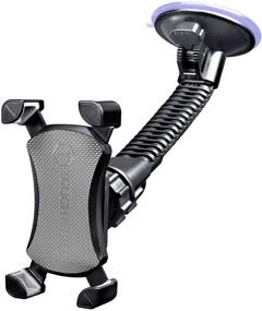 img 4 attached to 📱 ToughTested Mammoth Windshield Mobile Mount with Double-Ribbed Gooseneck Arm, Expandable Claw Grip Holder, 360 Degree Rotation, Extra Large Suction Cup, Quick Release Button