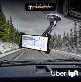 img 2 attached to 📱 ToughTested Mammoth Windshield Mobile Mount with Double-Ribbed Gooseneck Arm, Expandable Claw Grip Holder, 360 Degree Rotation, Extra Large Suction Cup, Quick Release Button