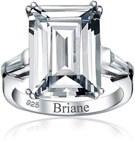 img 1 attached to 10CT Cubic Zirconia Art Deco Style Bridal Wedding Ring – Solitaire Emerald Cut with Baguette Side Stones – AAA CZ Statement Engagement Ring for Women – 14k Gold Plated .925 Sterling Silver