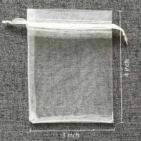 img 2 attached to 🎁 Set of 50 Ivory ATCG Drawstring Organza Pouches - 3x4 Inches, Ideal for Wedding Party, Jewelry, Favor, and Candy Gifts