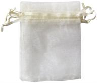 🎁 set of 50 ivory atcg drawstring organza pouches - 3x4 inches, ideal for wedding party, jewelry, favor, and candy gifts logo