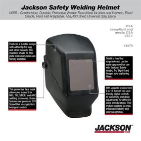 img 3 attached to 🔥 Jackson Safety Welding Helmet, Auto Darkening Hood, Protective Welder Face Mask for Men and Women, Fixed Shade, Hard Hat Compatible, HSL-100 Shell, Universal Size, Black, 14975