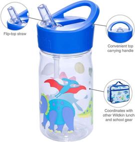 img 1 attached to 🦕 Wildkin 96408 Water Bottle for Kids | 16 Oz Dinosaur Land Design | Flip Straw & Carrying Handle | Perfect for Kindergarten & School Use