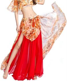 img 4 attached to 💃 Exquisite ROYAL SMEELA Chiffon Belly Dance Costume: Elegant Bellydance Skirt with Double Side Slits for Women