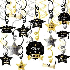 img 3 attached to 🎓 30-Pack Konsait Graduation Hanging Decorations Swirls: Graduation Party Supplies 2021 with Graduation Wishes, Mortarboards, and Diplomas. Perfect Hanging Ceiling Graduation Accessories for School Prom and Grad Party