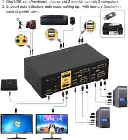 img 3 attached to CKLau 4Kx2K@60Hz 2 Port HDMI + Displayport Dual Monitor KVM Switch With Audio