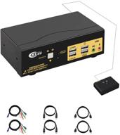 cklau 4kx2k@60hz 2 port hdmi + displayport dual monitor kvm switch with audio logo