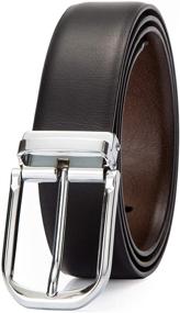 img 4 attached to 🍉 Adjustable Cantaloupe Men's Belts - Reversible Leather Buckle Accessories