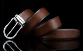 img 1 attached to 🍉 Adjustable Cantaloupe Men's Belts - Reversible Leather Buckle Accessories