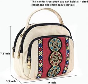 img 3 attached to 👜 White Embroidered Canvas Crossbody Bags with Phone Pocket – Ideal for Women's Handbags & Wallets