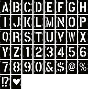 img 4 attached to 🖌️ 42-Piece Set of Reusable 3-Inch Letter Stencils, Symbol Numbers Craft Stencils for Painting on Wood, Walls, Fabric, Rocks, Chalkboards, Signs, and DIY Art Projects