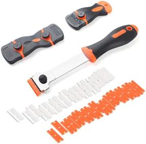 img 4 attached to 🔪 VALORILIMIT 3pcs Multi-purpose Razor Scrapers Set with Extra 40pcs Blades, Premium Cleaning Tool for Effortlessly Removing Paint, Labels, Decals, Adhesive Stickers from Auto Windows, Glass, Floors, Walls, and Stovetops