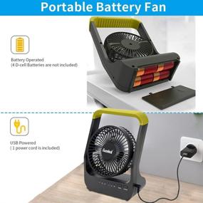 img 3 attached to 🔋 Portable Battery Operated Fan for Camping, Long Lasting D-Cell Battery Powered Desk Fan with Timer, 3 Speeds, Whisper Quiet, 180° Rotation, for Office, Bedroom, Outdoor Use, 5 Inch