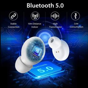 img 3 attached to Torteco A18 Беспроводные наушники True Wireless: Bluetooth 5.0, зарядный чехол на 2500 мАч, водонепроницаемость IPX6, 104 часа воспроизведения, глубокий бас, стереозвук - идеально подходят для спорта